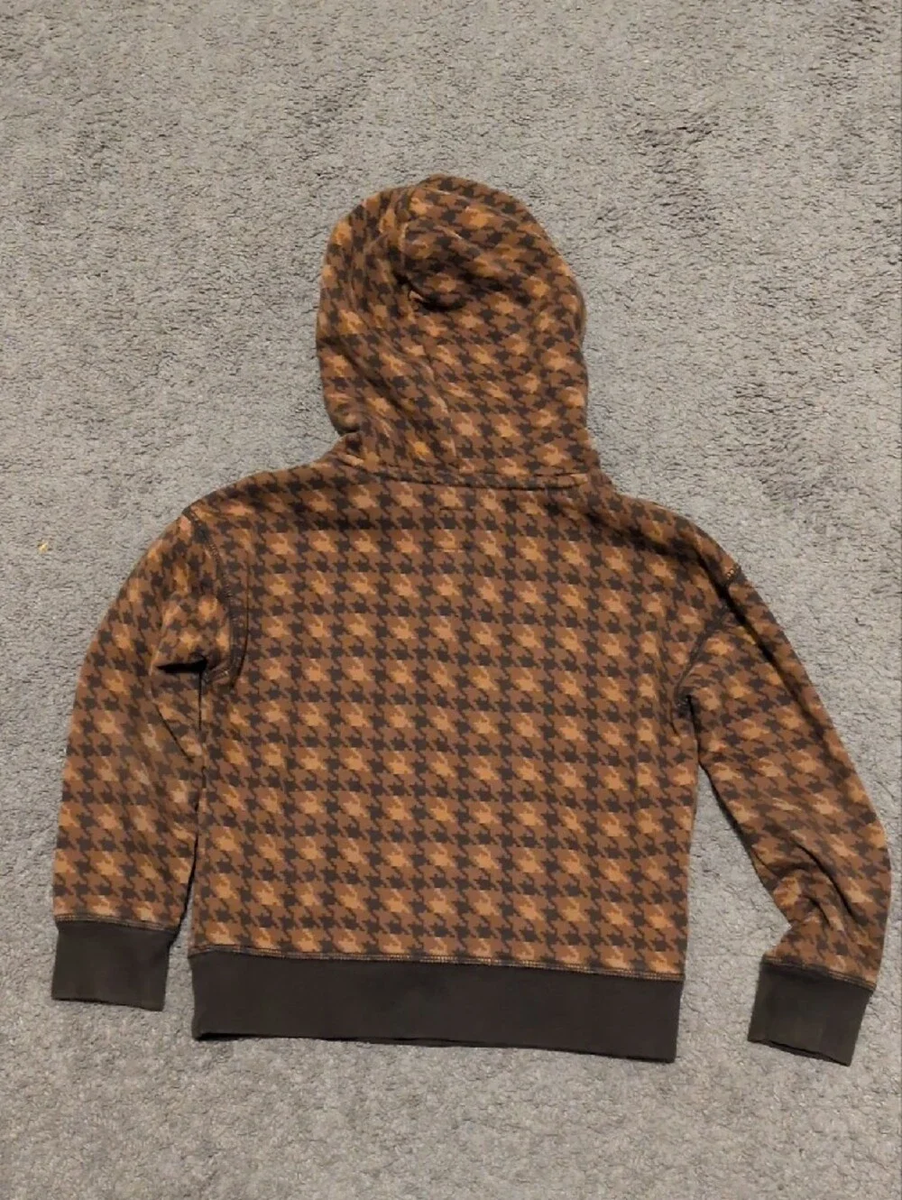 GAP Kids' Hooded Puffer Sweatshirt in Brown Houndstooth